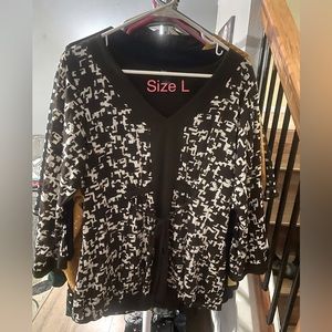 Style&Co brown and white blouse size Large